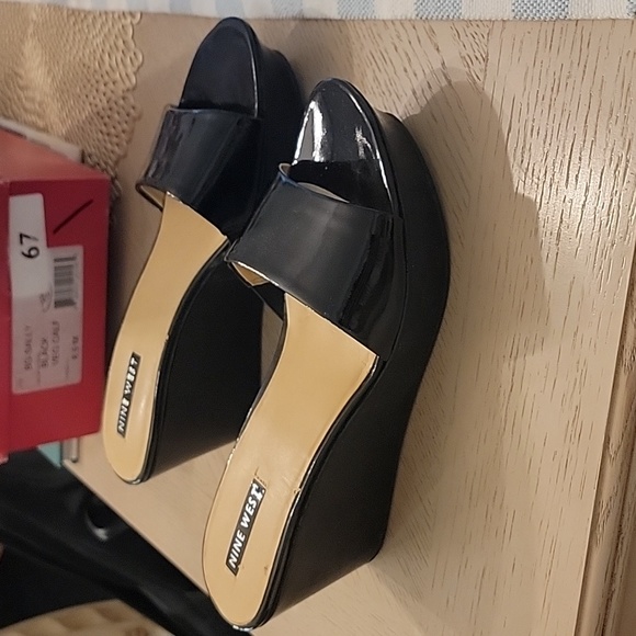 Nine West Arielo Black Sky Wedge Sandals - Picture 4 of 8